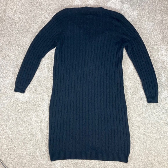 Neiman Marcus Cashmere Duster Cardigan Sweater Women XL Black Cable Knit Classic - Picture 3 of 11